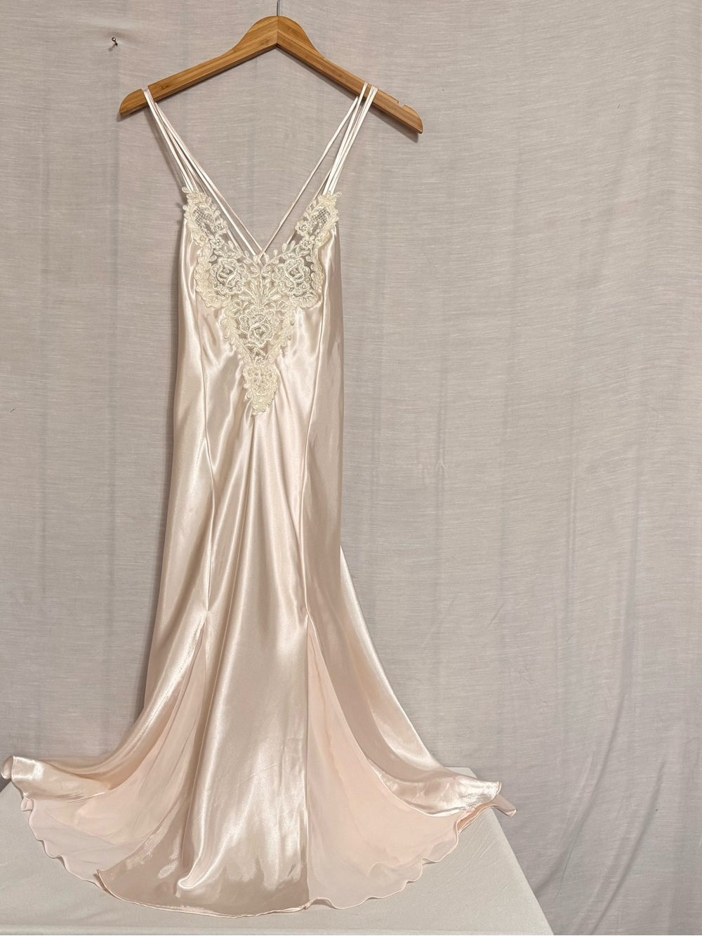 Vintage LAI Design Blush Satin Lace Nightgown S
